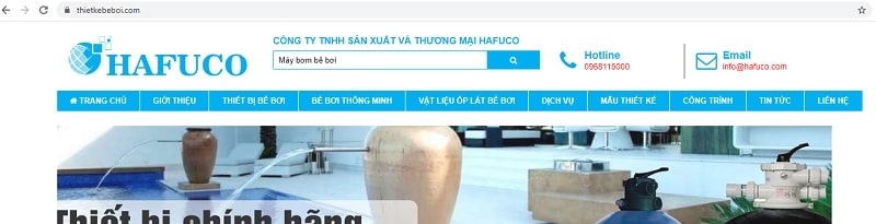 Tìm kiếm sản phẩm trên website thiết bị bể bơi Hafuco