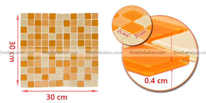 Kích thước Gạch mosaic vàng chanh tím