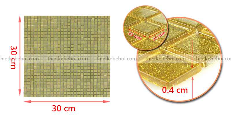 Gạch kính mosaic thủy tinh màu vàng 