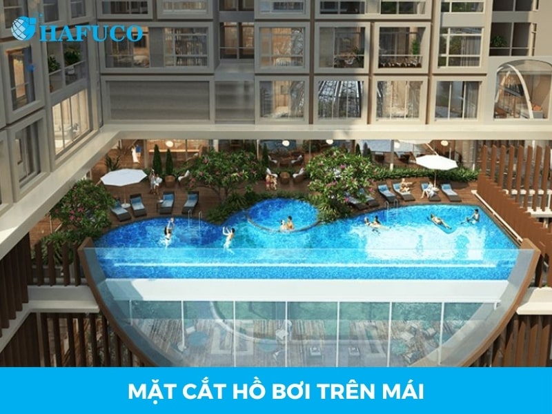 Mặt cắt hồ bơi trên mái