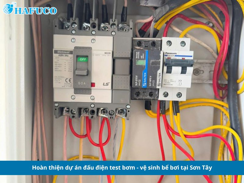 dự án đấu điện test bơm - vệ sinh bể bơi tại Sơn Tây
