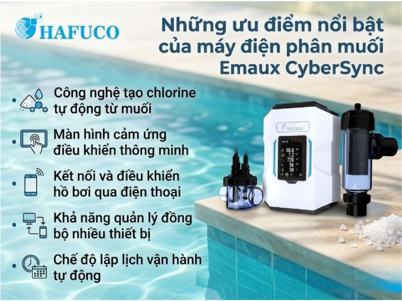 Máy điện phân muối hồ bơi Emaux CyberSync