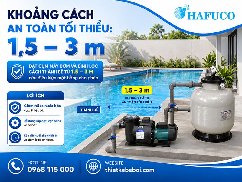 Khoảng cách an toàn tối thiểu: 1,5 – 3 m