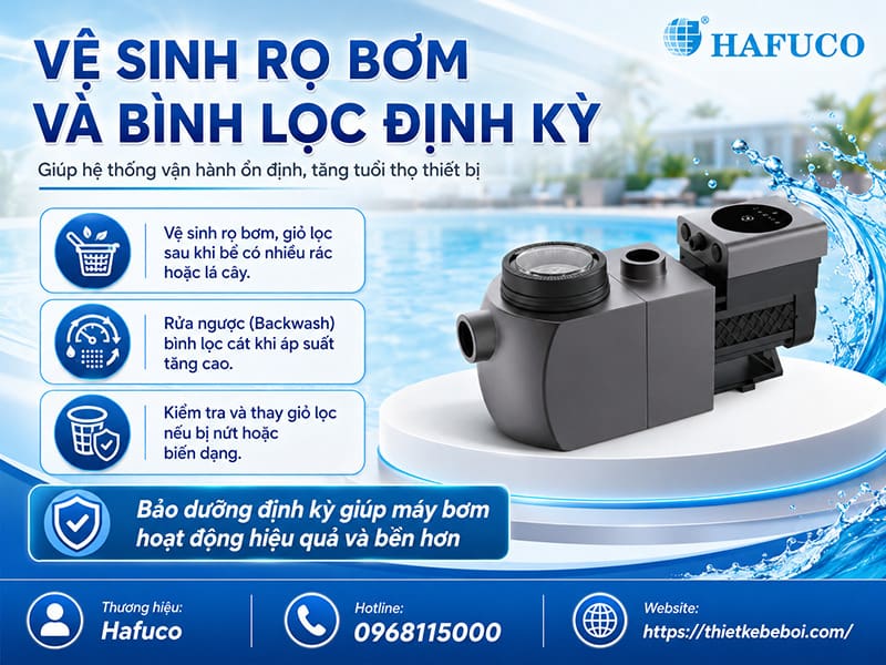 Vệ sinh rọ bơm và bình lọc định kỳ
