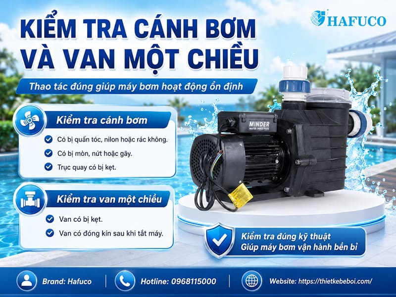 Kiểm tra cánh bơm và van một chiều