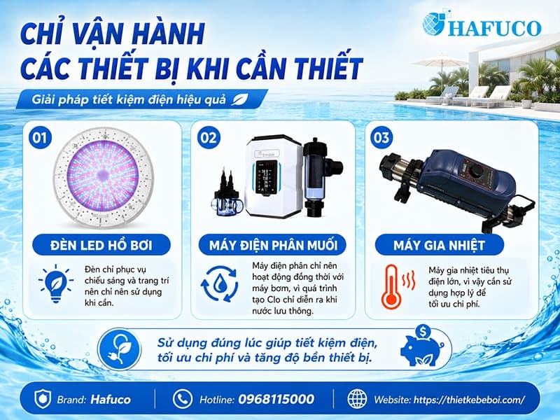 Vận hành các thiết bị khi cần thiết