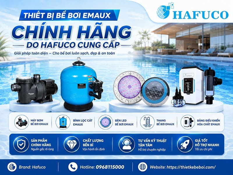 Thiết bị bể bơi Emaux chính hãng do Hafuco cung cấp