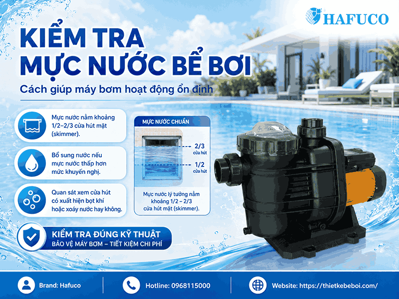 Kiểm tra mực nước bể bơi