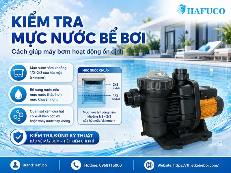 Kiểm tra mực nước bể bơi