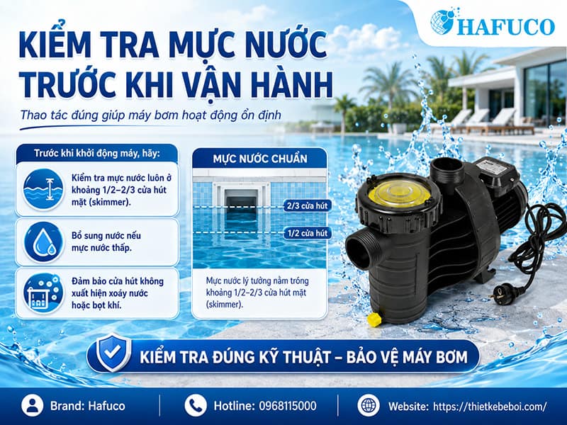 Kiểm tra mực nước trước khi vận hành
