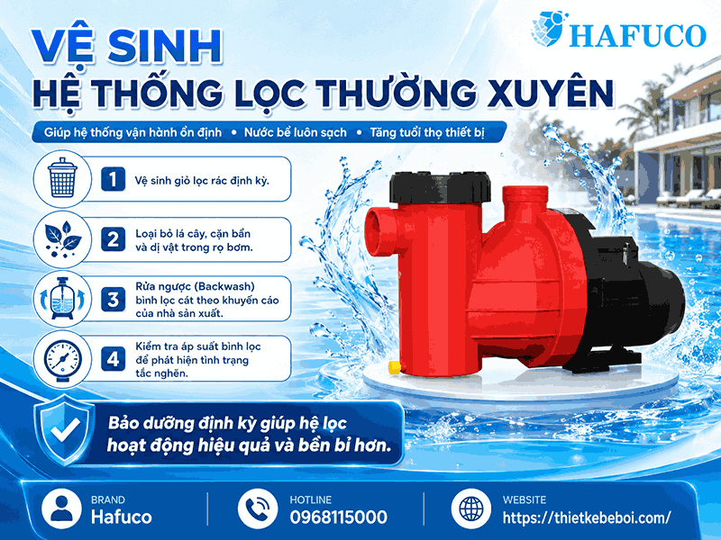 Vệ sinh hệ thống lọc thường xuyên
