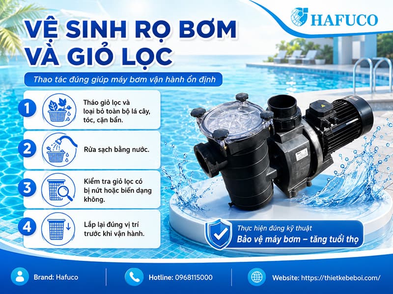 Vệ sinh rọ bơm và giỏ lọc