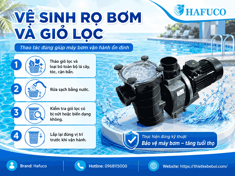 Vệ sinh rọ bơm và giỏ lọc