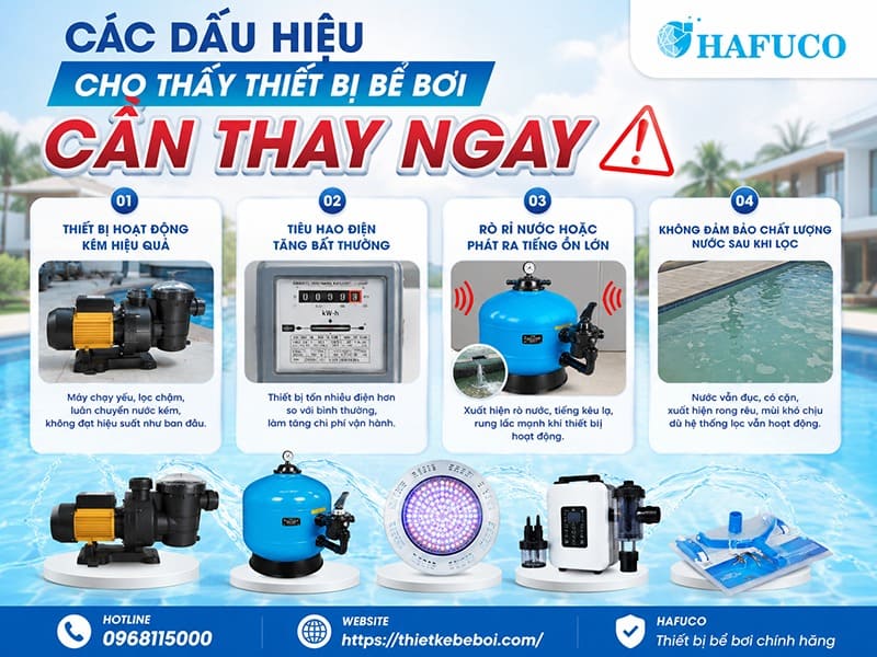 Các dấu hiệu cho thấy thiết bị bể bơi cần thay ngay