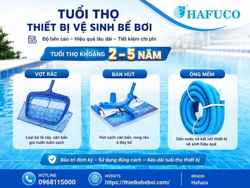 Tuổi thọ của thiết bị vệ sinh bể bơi