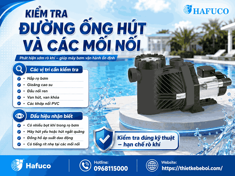 Kiểm tra đường ống hút và các mối nối