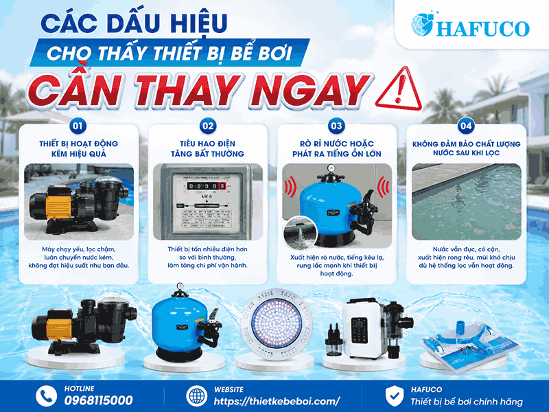 Các dấu hiệu cho thấy thiết bị bể bơi cần thay ngay