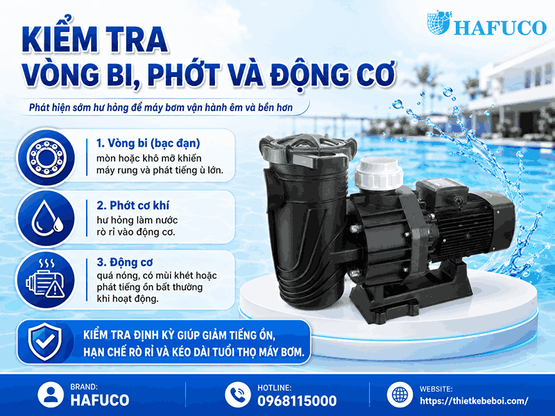 Kiểm tra vòng bi, phớt và động cơ