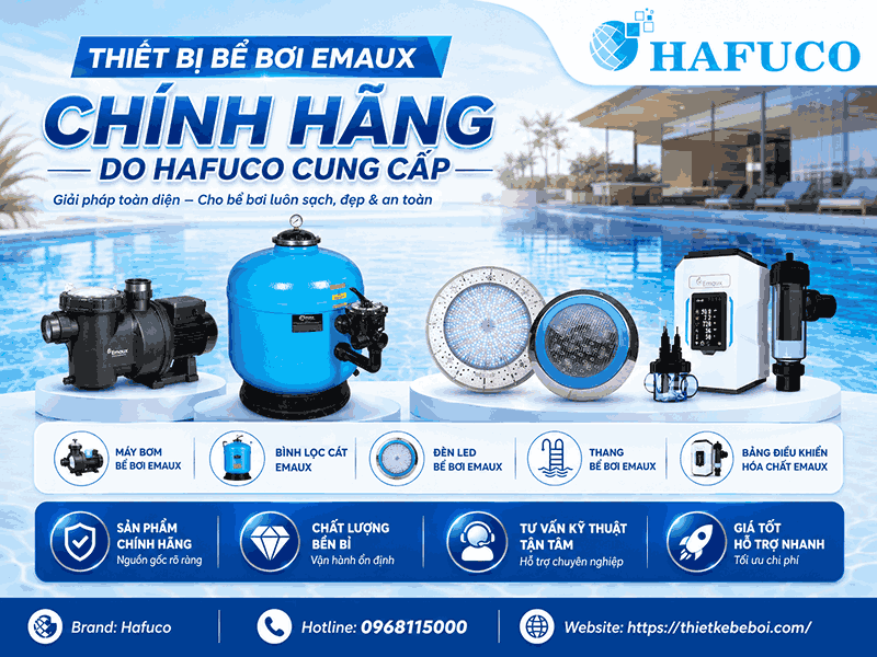 Danh mục thiết bị bể bơi Emaux chính hãng do Hafuco cung cấp
