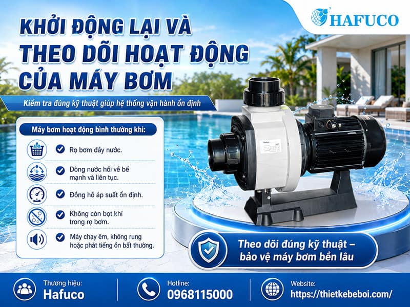 Khởi động lại và theo dõi hoạt động của máy bơm