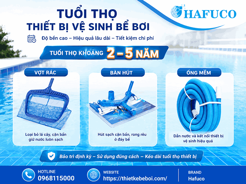 Tuổi thọ của thiết bị vệ sinh bể bơi