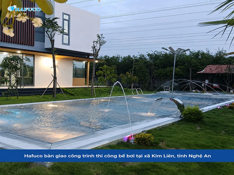 Hafuco bàn giao công trình thi công bể bơi tại xã Kim Liên, tỉnh Nghệ An