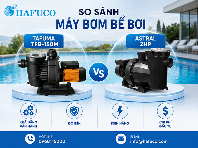 So sánh máy bơm bể bơi Tafuma TFB-150M và Astral 2HP