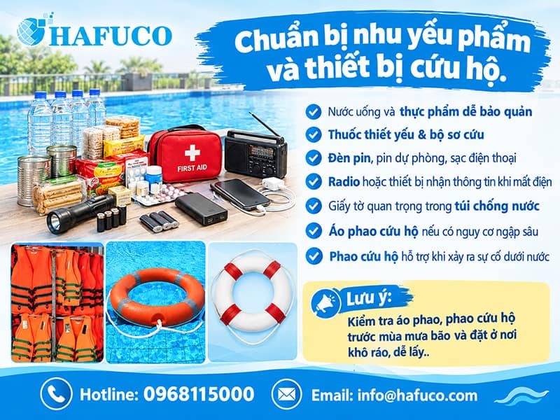 Chuẩn bị nhu yếu phẩm và thiết bị cứu hộ