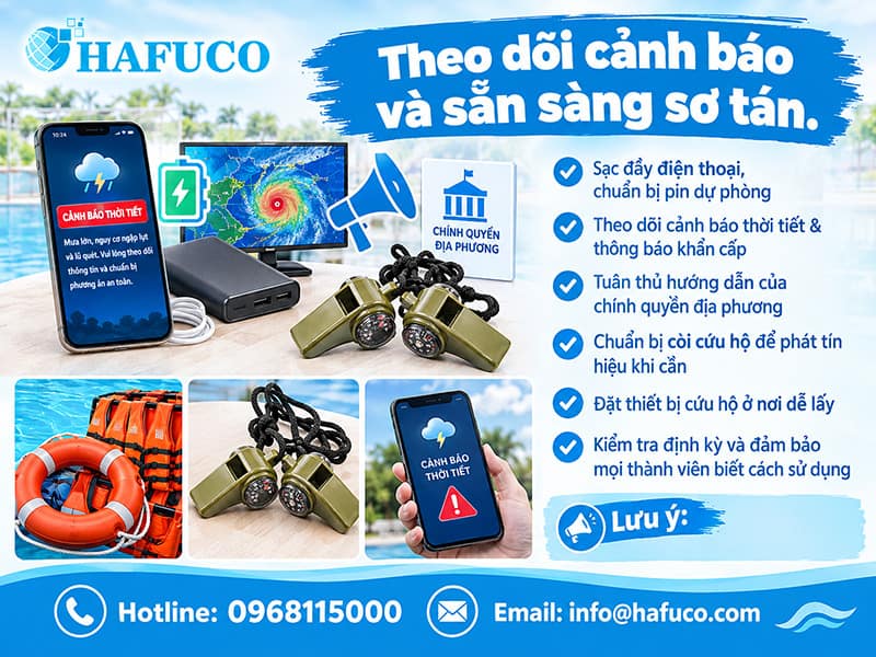 Theo dõi cảnh báo và sẵn sàng sơ tán
