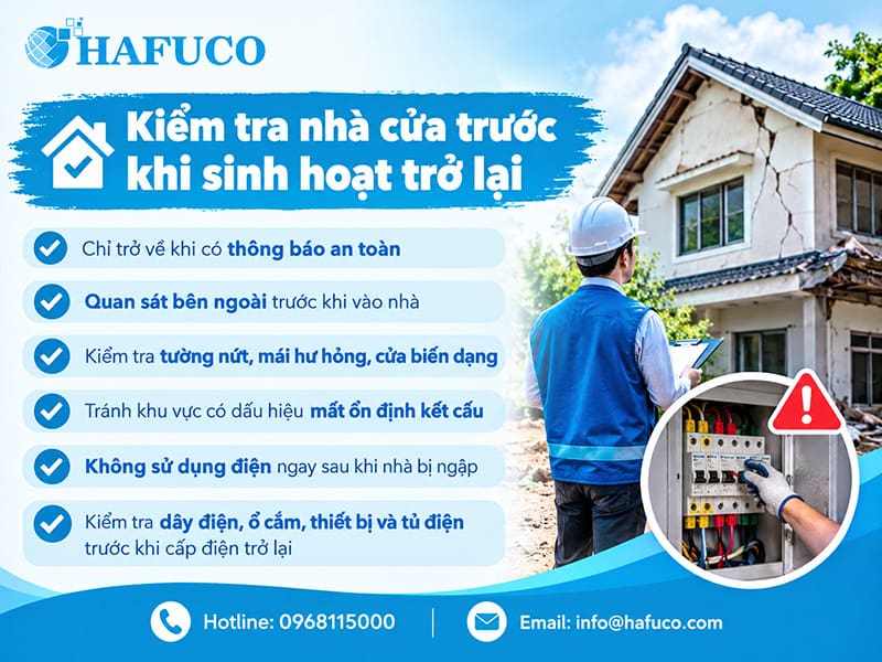 Kiểm tra nhà cửa trước khi sinh hoạt trở lại