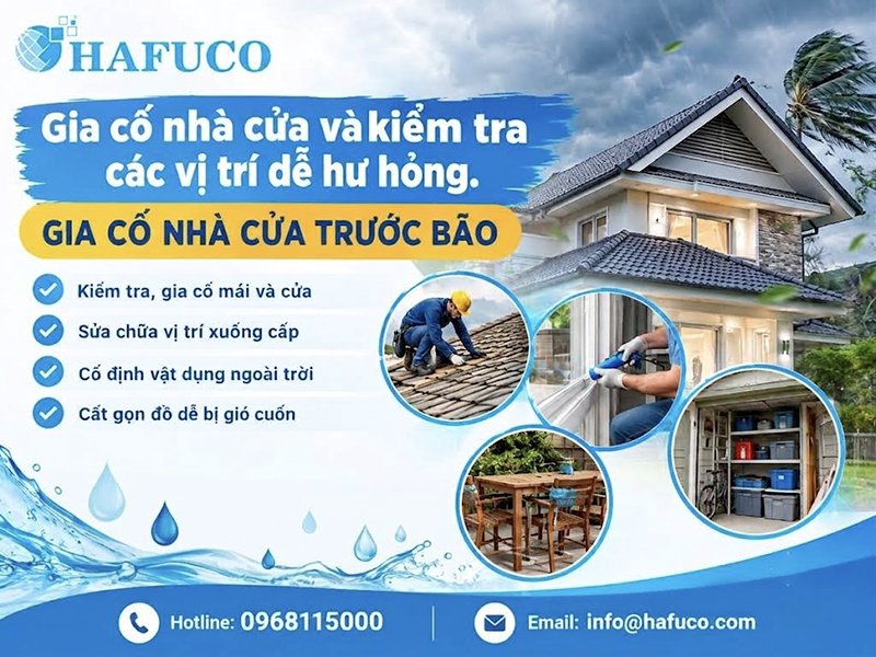 Gia cố nhà cửa và kiểm tra các vị trí dễ hư hỏng
